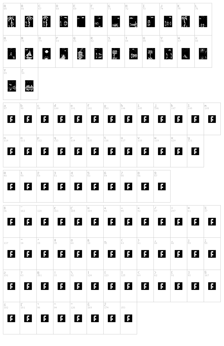 Pixelian Nights font map
